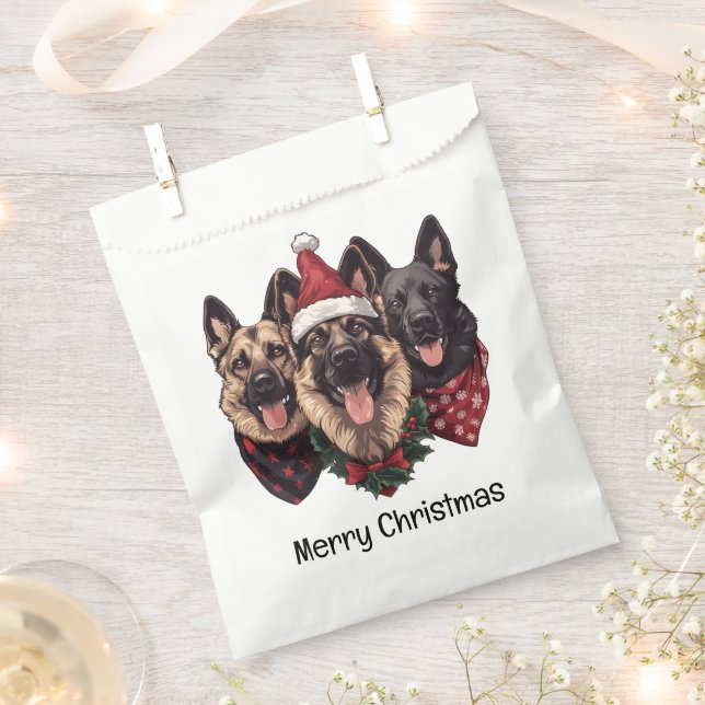 Frohe Weihnachten Deutsche Schäferhunde Geschenktütchen (Ausgeschnitten)