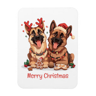 Frohe Weihnachten Deutsche Schäferhunde Magnet