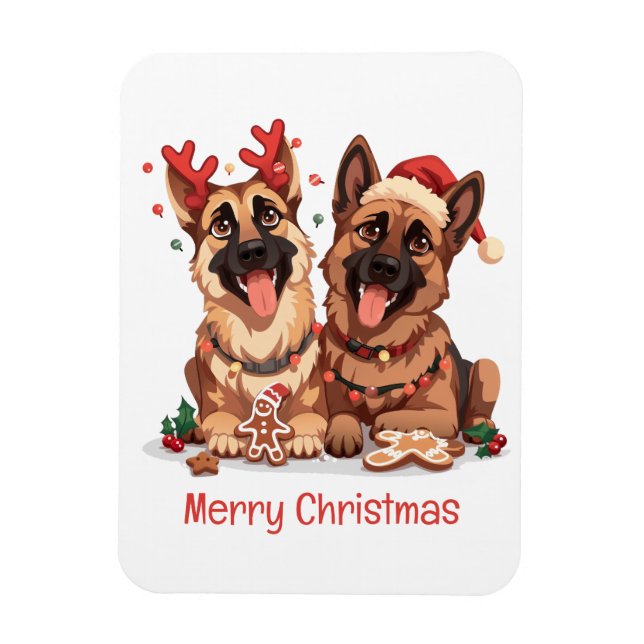 Frohe Weihnachten Deutsche Schäferhunde Magnet (Vertikal)
