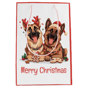 Frohe Weihnachten Deutsche Schäferhunde Mittlere Geschenktüte