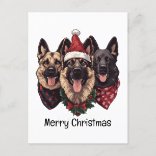 Frohe Weihnachten Deutsche Schäferhunde Postkarte