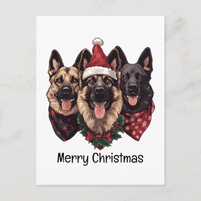 Frohe Weihnachten Deutsche Schäferhunde Postkarte (Vorderseite)