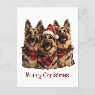 Frohe Weihnachten Deutsche Schäferhunde Postkarte