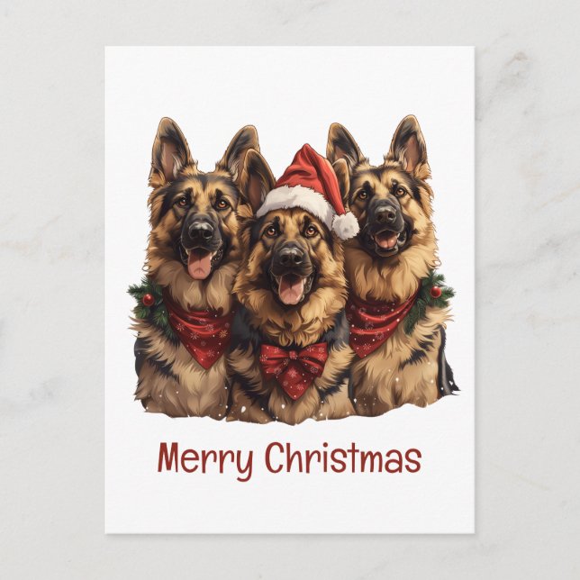 Frohe Weihnachten Deutsche Schäferhunde Postkarte (Vorderseite)