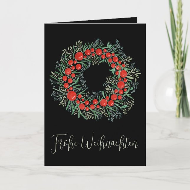 Frohe Weihnachten, deutscher Weihnachtskranz Feiertagskarte (Vorderseite)