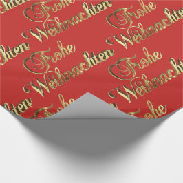 Frohe Weihnachten Deutscher Weihnachtsrot und Gold Geschenkpapier