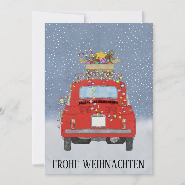 Frohe Weihnachten Deutscher Weihnachtsroter Fiat 5 (Vorderseite)