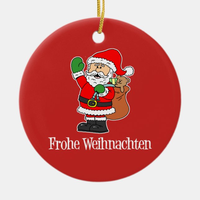Frohe Weihnachten deutsches Weihnachten Sankt Keramik Ornament (Vorne)