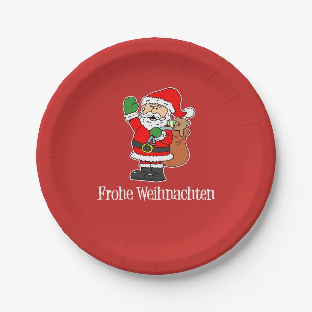 Frohe Weihnachten deutsches Weihnachten Sankt Pappteller (Vorderseite)