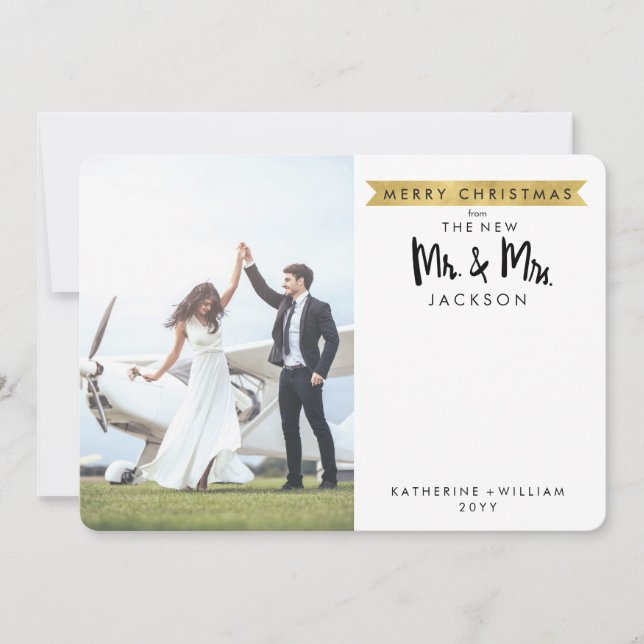 Frohe Weihnachten | Die neue Mr. & Mrs. 1-Fotokart (Vorderseite)