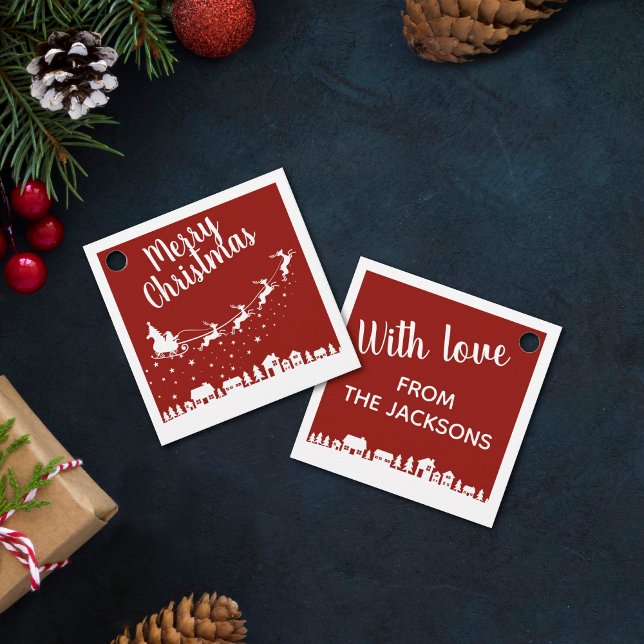 Frohe Weihnachten - die Schlittenhalle-Silhouette Geschenkanhänger (Von Creator hochgeladen)