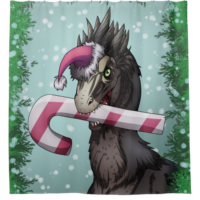 Frohe Weihnachten Dinosaur Duschvorhang