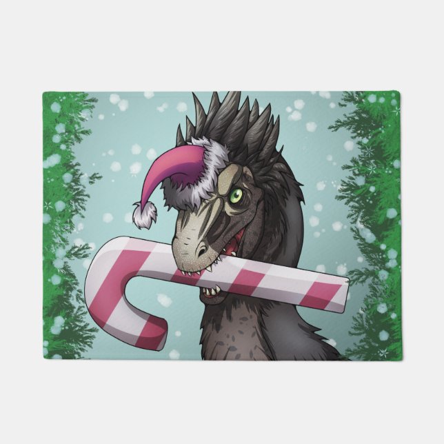 Frohe Weihnachten Dinosaur Fußmatte (Vorderseite)