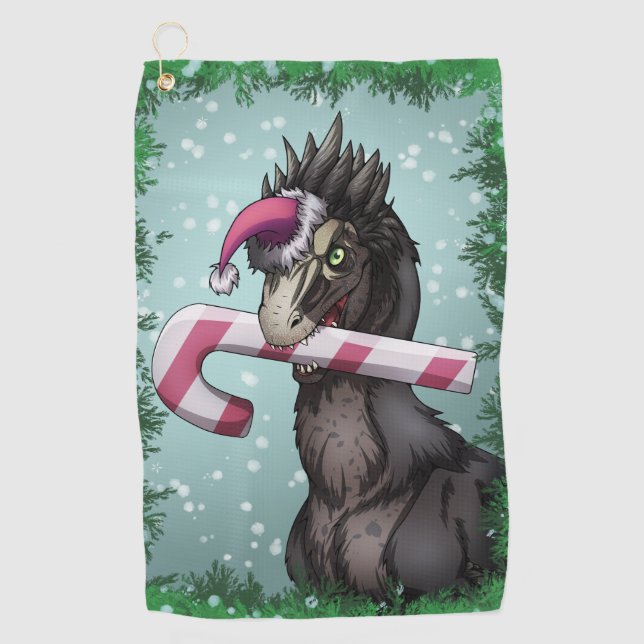 Frohe Weihnachten Dinosaur Golfhandtuch (Vorderseite)