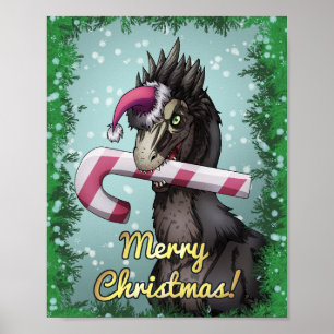 Frohe Weihnachten Dinosaur Poster
