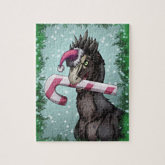 Frohe Weihnachten Dinosaur Puzzle (Vertikal)