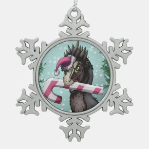 Frohe Weihnachten Dinosaur Schneeflocken Zinn-Ornament