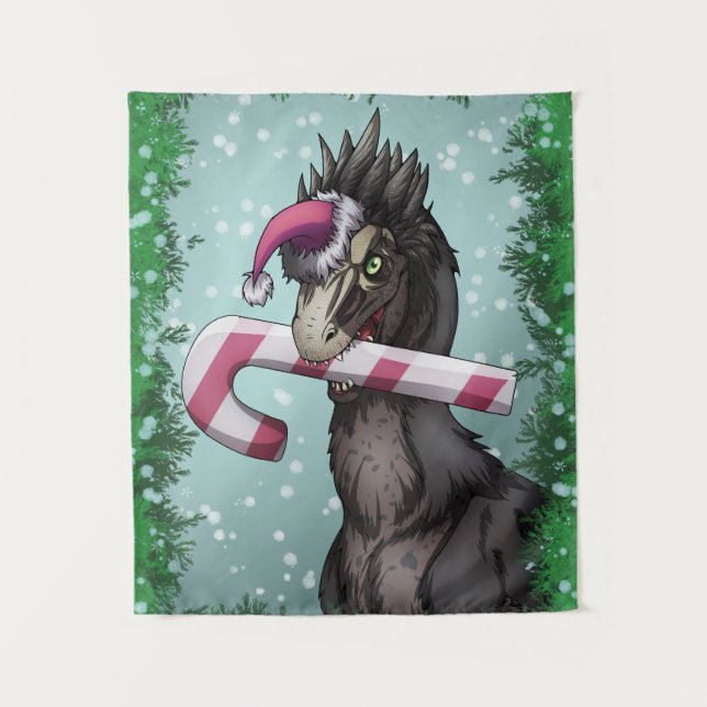 Frohe Weihnachten Dinosaur Wandteppich (Vorderseite)