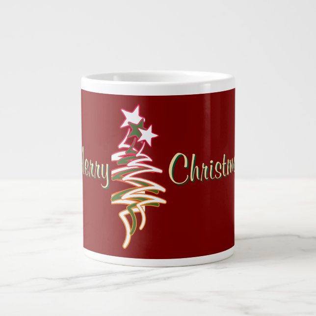 Frohe Weihnachten Dk Rot Jumbo-Tasse (Vorderseite)