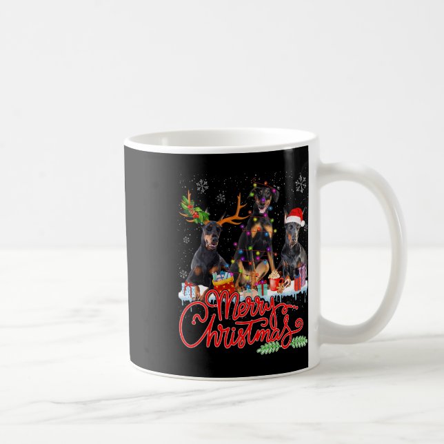 Frohe Weihnachten Doberman Pinscher Dogs Santa Rei Kaffeetasse (Rechts)