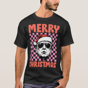 Frohe Weihnachten Donald Trump Santa Checkered Hol T-Shirt