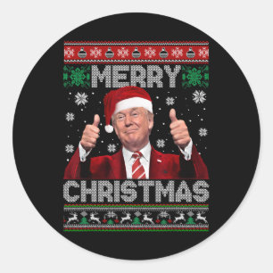 Frohe Weihnachten Donald Trump Weihnachtsfamilie X Runder Aufkleber