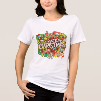 Frohe Weihnachten Doodle Extravaganza Tri-Blend Shirt