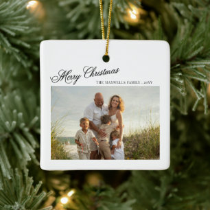 Frohe Weihnachten Doppelseitiges Schrift Familienf Keramikornament