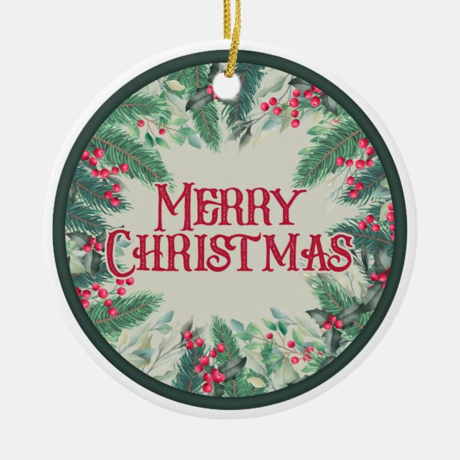 Frohe Weihnachten Double SIded Keramik Ornament (Vorne)