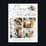 Frohe Weihnachten Drei Foto Cherry Botanical<br><div class="desc">Frohe Weihnachten Drei Foto Kirsche Botanischer Urlaub Postkarte</div>