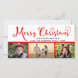 Frohe Weihnachten Drei Foto Script - Fotokarte