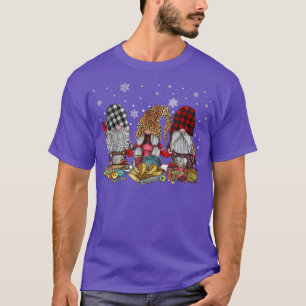 Frohe Weihnachten drei Gnomes Nähmaschine Leopar T-Shirt