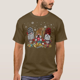 Frohe Weihnachten drei Gnomes Nähmaschine Leopar T-Shirt
