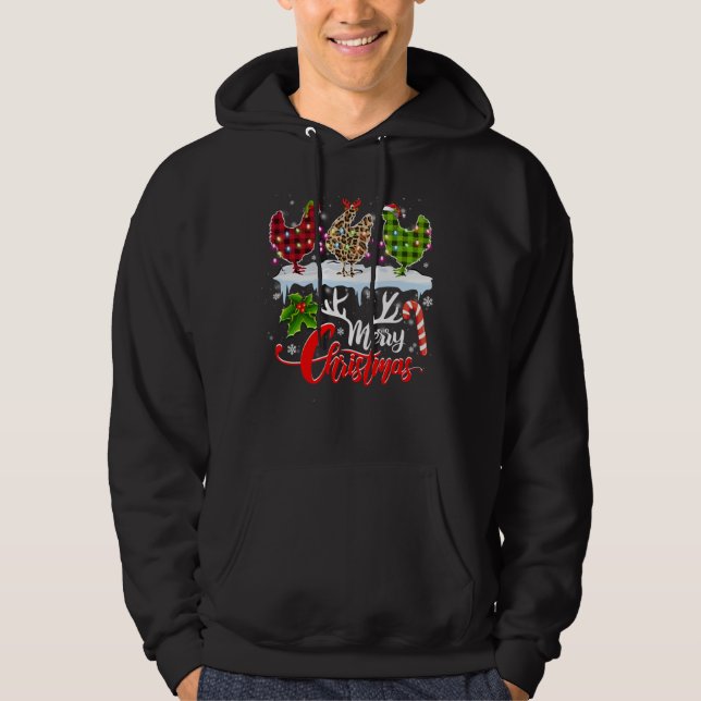 Frohe Weihnachten Drei Hühnchen Buffalo Leopard Re Hoodie (Vorderseite)