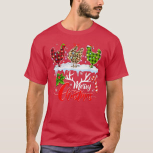 Frohe Weihnachten Drei Hühnchen Buffalo Leopard Re T-Shirt