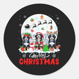 Frohe Weihnachten Drei Santa Elf Reindeer Bernedoo Runder Aufkleber