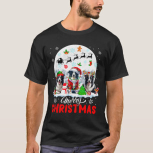 Frohe Weihnachten Drei Santa Elf Reindeer Border C T-Shirt
