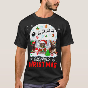 Frohe Weihnachten Drei Santa Elf Reindeer Französi T-Shirt