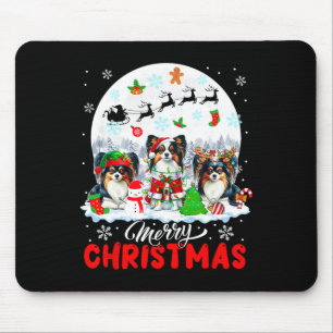 Frohe Weihnachten Drei Santa Elf Reindeer Papillon Mousepad