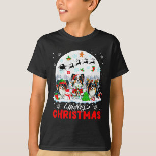 Frohe Weihnachten Drei Santa Elf Reindeer Papillon T-Shirt