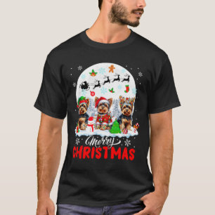 Frohe Weihnachten Drei Santa Elf Reindeer Yorkshir T-Shirt