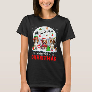 Frohe Weihnachten Drei Santa Elf Rentier Beagles O T-Shirt