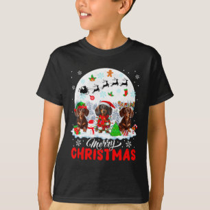 Frohe Weihnachten Drei Santa Elf Rentier Dackel T-Shirt