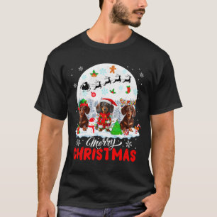 Frohe Weihnachten Drei Santa Elf Rentier Dackel T-Shirt