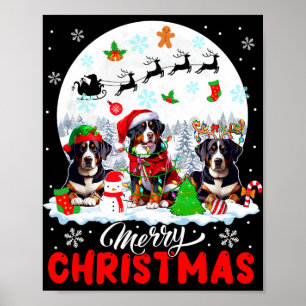 Frohe Weihnachten Drei Santa Reindeer Entlebucher  Poster