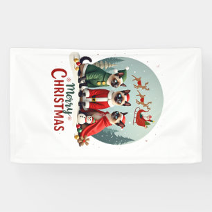 Frohe Weihnachten Drei Weihnachtsmann Elf Rentier Banner