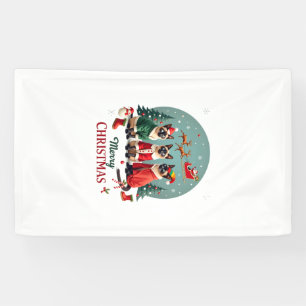 Frohe Weihnachten Drei Weihnachtsmann Elf Rentier Banner