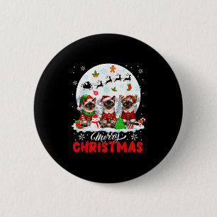 Frohe Weihnachten Drei Weihnachtsmann Elf Rentier  Button