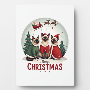 Frohe Weihnachten Drei Weihnachtsmann Elf Rentier Fotoplatte