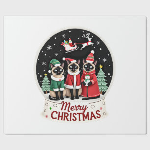 Frohe Weihnachten Drei Weihnachtsmann Elf Rentier Geschenkpapier